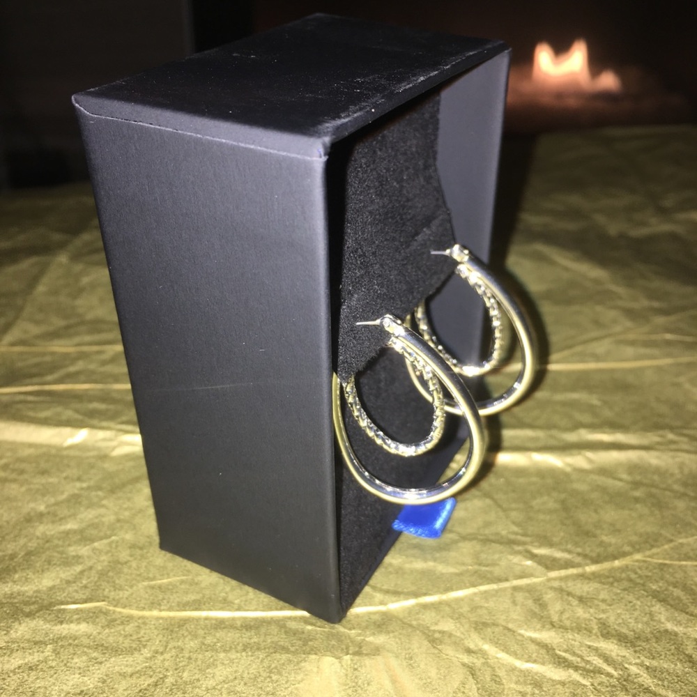 Women's Silver Double Hoop Earrings